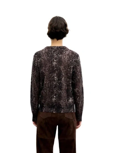 Gerard Darel Rouba Wool Printed Button Front Sweater In Brown