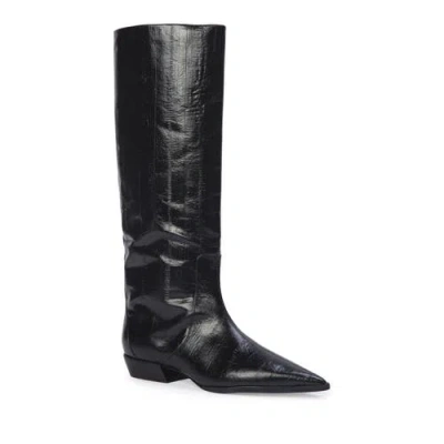 Black Suede Studio Aero 30 Boot In Black Eel Printed Leather