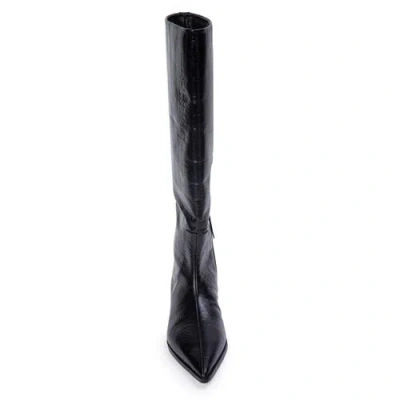 Black Suede Studio Aero 30 Boot In Black Eel Printed Leather