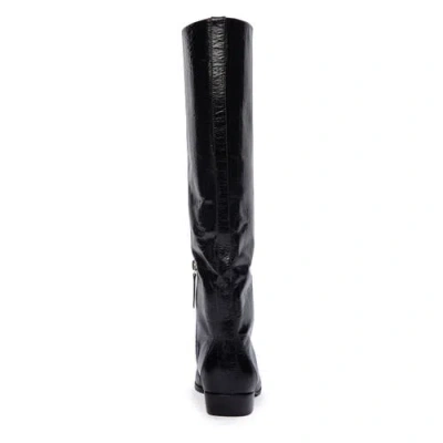 Black Suede Studio Aero 30 Boot In Black Eel Printed Leather