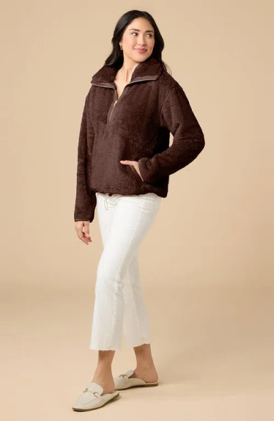 Softies Dreamplush 1/4 Zip Pullover Jacket In Brown