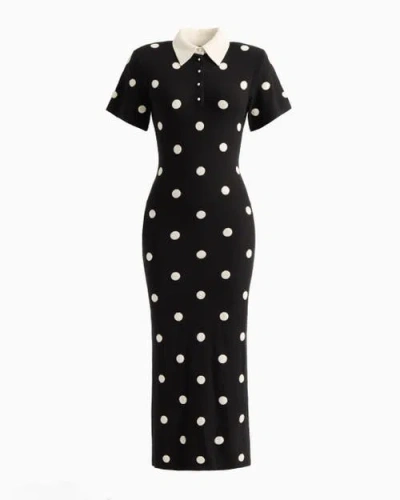Dodiee Devon Polka Dot Midi Dress In Black