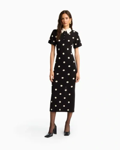 Dodiee Devon Polka Dot Midi Dress In Black