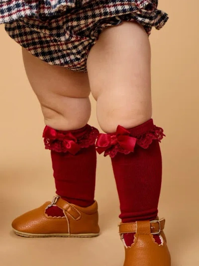 Rufflebutts 3-pack Lace Ruffle Bow Knee High Socks In Multi