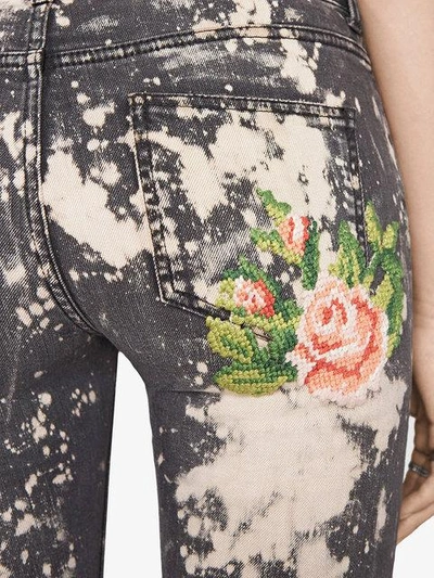 Shop Gucci Embroidery Stretch Tight Jeans In Pink