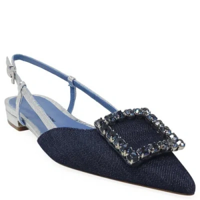 Madison Maison Sling Back Flat In Denim/silver