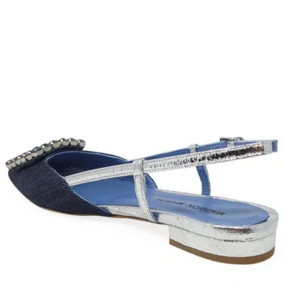 Madison Maison Sling Back Flat In Denim/silver
