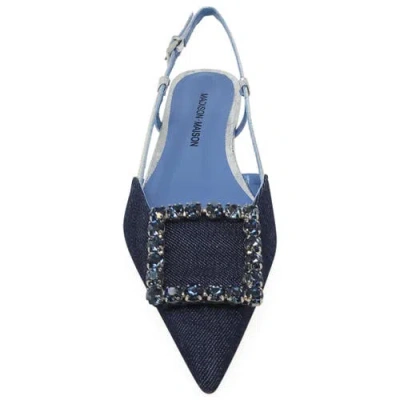 Madison Maison Sling Back Flat In Denim/silver