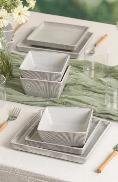 Stone Lain Grace Ribbed Stoneware 12-piece Dinnerware Set In White