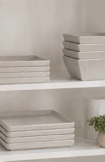 Stone Lain Grace Ribbed Stoneware 12-piece Dinnerware Set In White