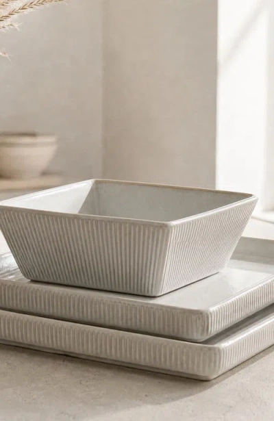 Stone Lain Grace Ribbed Stoneware 12-piece Dinnerware Set In White