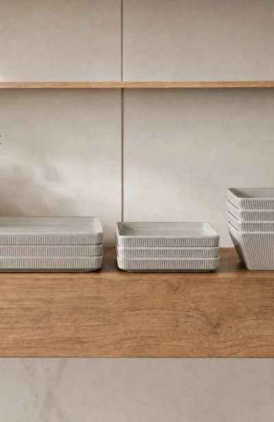 Stone Lain Grace Ribbed Stoneware 12-piece Dinnerware Set In White