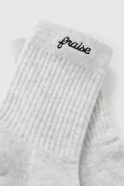 Fraise Script Grip Socks In Neutral