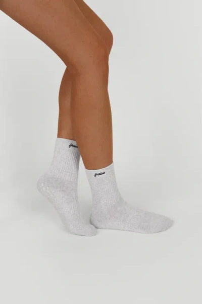 Fraise Script Grip Socks In Neutral