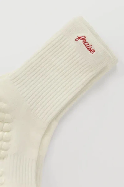 Fraise Script Grip Socks In White