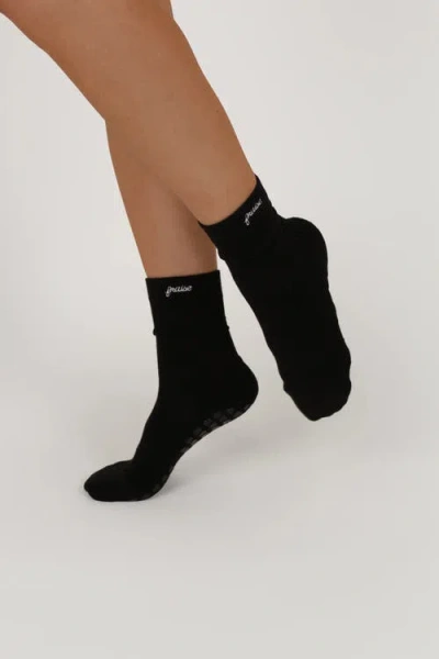 Fraise Script Grip Socks In Black