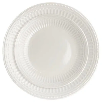 Elama 18 Piece Stoneware Dinnerware Set In White