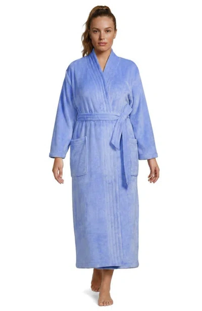 Lands' End Cozy Plush Long Wrap Robe In Blue