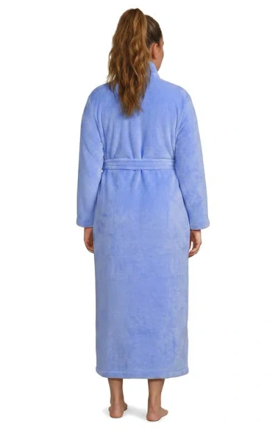 Lands' End Cozy Plush Long Wrap Robe In Blue