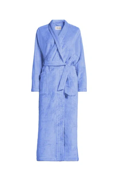 Lands' End Cozy Plush Long Wrap Robe In Blue