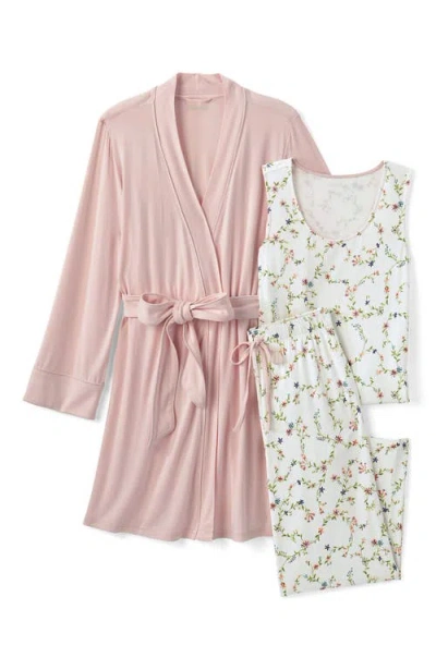Lands' End Cooling 3 Piece Pajama Set In White