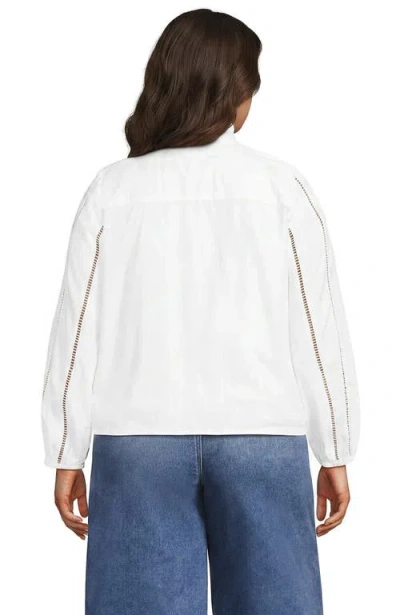 Lands' End Ruffle Neck Button Front Shirt In White