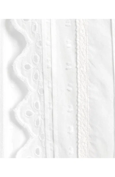 Lands' End Ruffle Neck Button Front Shirt In White