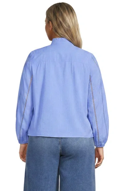 Lands' End Ruffle Neck Button Front Shirt In Clear Blue Sky