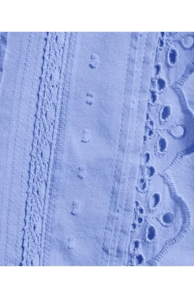 Lands' End Ruffle Neck Button Front Shirt In Clear Blue Sky