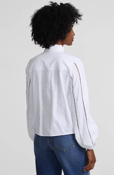 Lands' End Ruffle Neck Button Front Shirt In White