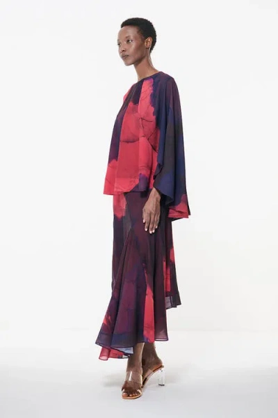 Leem Cape Sleeve Printed Top In Multicolor