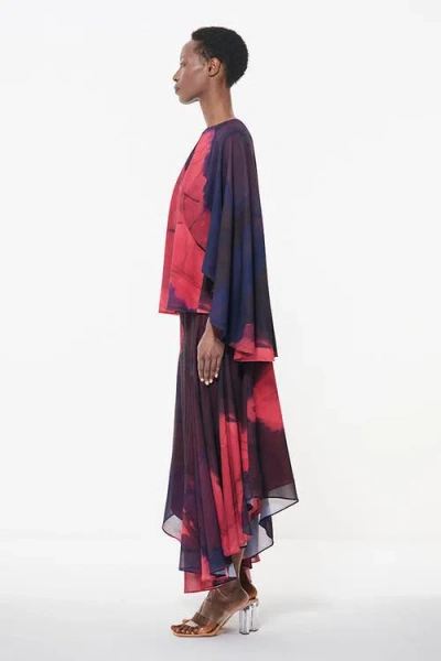 Leem Cape Sleeve Printed Top In Multicolor