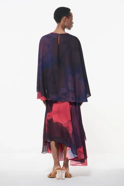 Leem Cape Sleeve Printed Top In Multicolor