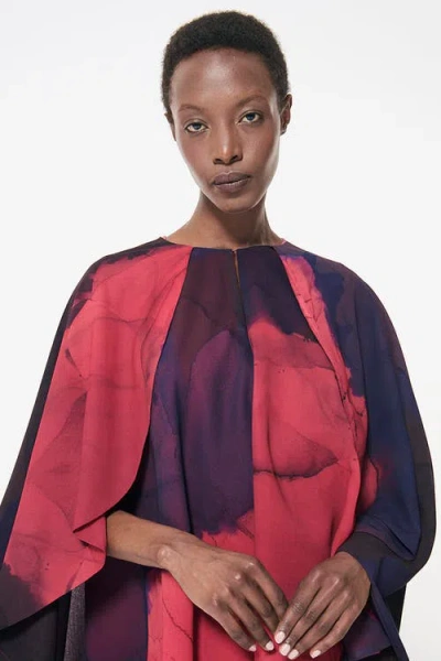 Leem Cape Sleeve Printed Top In Multicolor