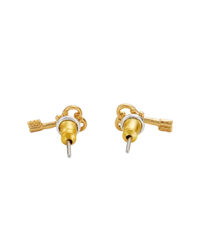 Fable England Key Stud Earrings In Gold