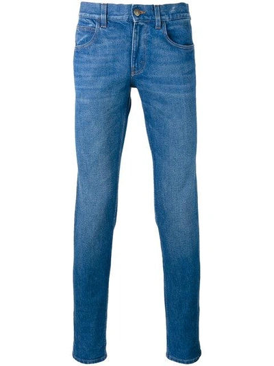 Shop Gucci Web Trim Jeans - Blue