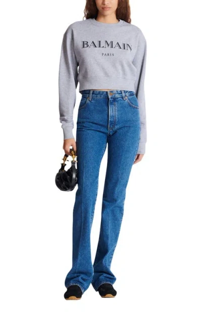 Balmain Printed  Crew-neck Sweatshirt In Grey