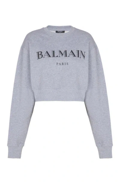 Balmain Printed  Crew-neck Sweatshirt In Grey