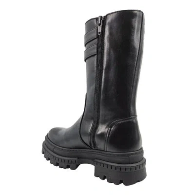 Madison Maison Shearling Lined Buckle Strap Platform Boots In Black