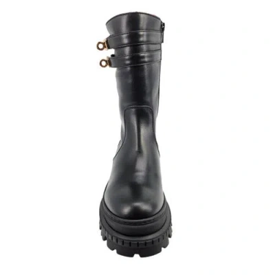 Madison Maison Shearling Lined Buckle Strap Platform Boots In Black