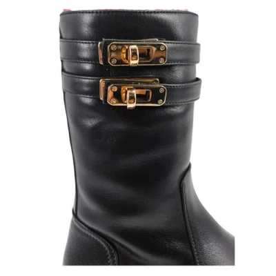 Madison Maison Shearling Lined Buckle Strap Platform Boots In Black