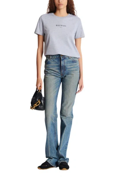 Balmain T-shirt With  Print In Grey