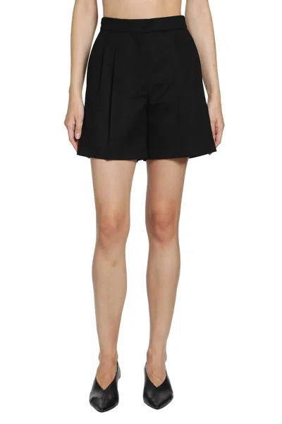 Max Mara Wool Broadcloth Shorts In Black