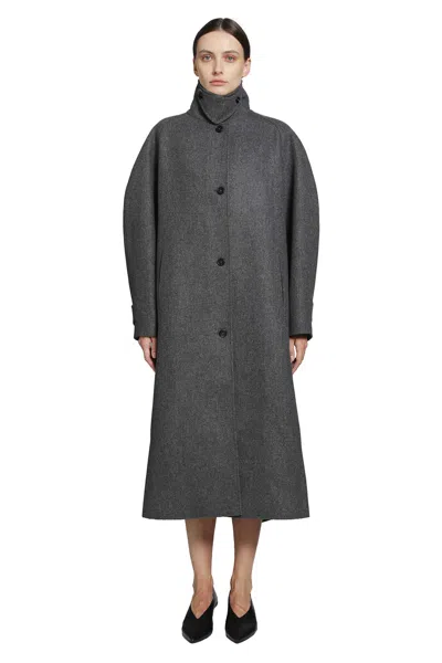 Jil Sander Double Wool Coat In Grey