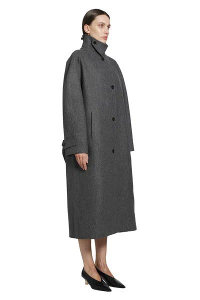 Jil Sander Double Wool Coat In Grey