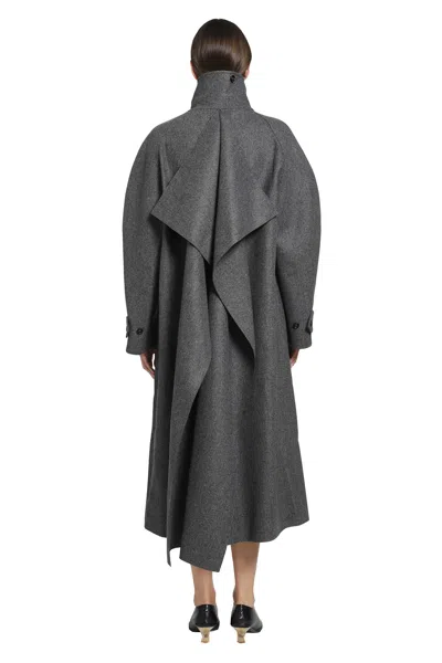 Jil Sander Double Wool Coat In Grey