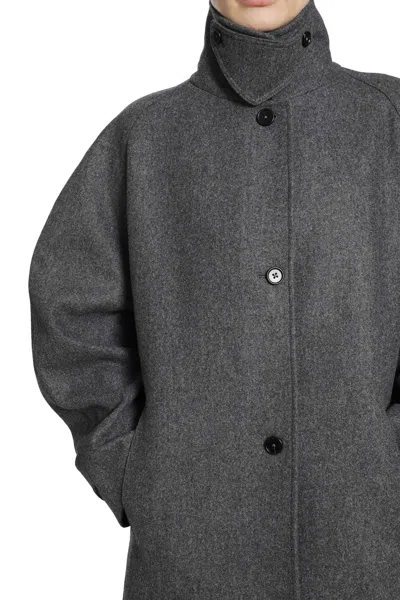 Jil Sander Double Wool Coat In Grey