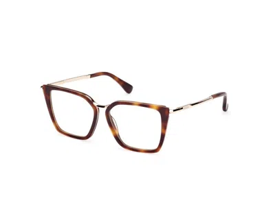 Max Mara Square Frame Glasses In Dark Havana/shiny Pale Gold