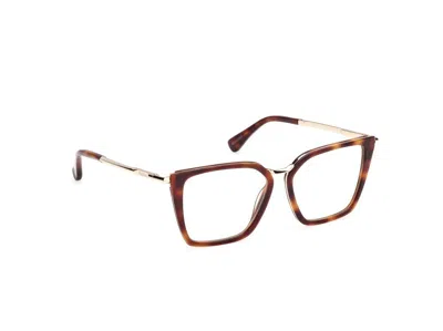 Max Mara Square Frame Glasses In Dark Havana/shiny Pale Gold