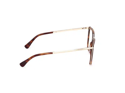 Max Mara Square Frame Glasses In Dark Havana/shiny Pale Gold